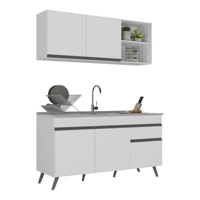 Armário De Cozinha Compacta Multimóveis Branco/preto