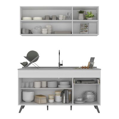 Armário De Cozinha Compacta Multimóveis Branco/preto