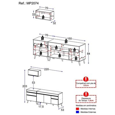 Armário De Cozinha Compacta Multimóveis Mp2074.964 Branco