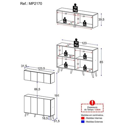 Kit Armário De Cozinha Aéreo E Balcão 4 Portas Retrô Multimóveis Mp2170 Preto Preto