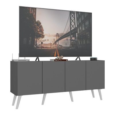 Rack Retrô Para Tv Até 50 Polegadas  Mp1071 Grafite branco