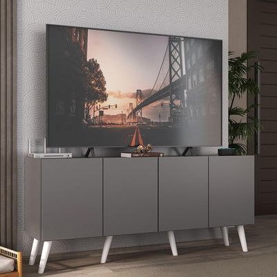 Rack Retrô Para Tv Até 50 Polegadas  Mp1071 Grafite branco