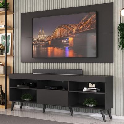 Rack+Painel E Suporte Tv 65" Retrô Flórida Up Mp1043 Preto