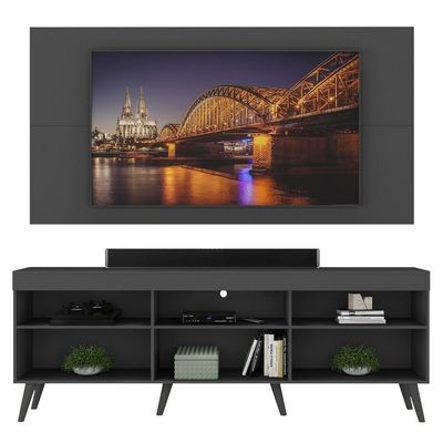 Rack+Painel E Suporte Tv 65" Retrô Flórida Up Mp1043 Preto