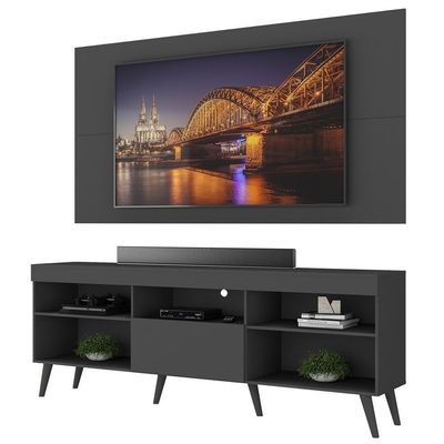 Rack+Painel E Suporte Tv 65" Retrô Flórida Up Mp1043 Preto