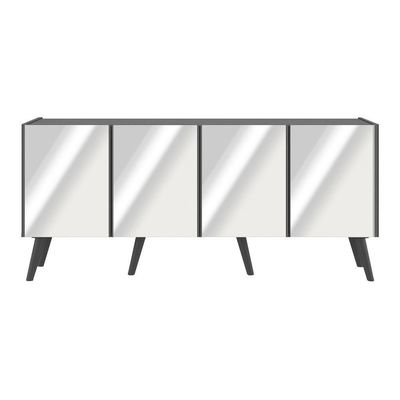 Rack Tv Até 50 Polegadas Retrô Com Espelhos Mp1082 Grafite preto