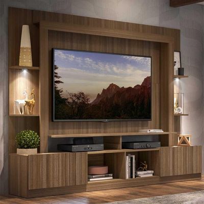 Rack Estante com Suporte Tv 65´´ Leds Madeirado