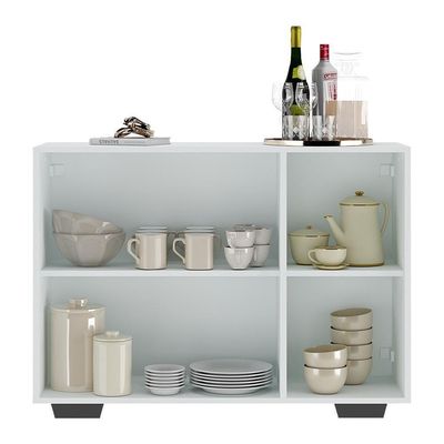 Aparador Buffet 3 Portas Multimóveis V1010 Branco/Preto
