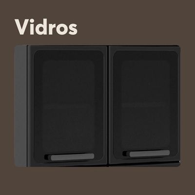 Armário Aéreo De Aço 3 Portas Vidro Estilo Bertolini Grafite