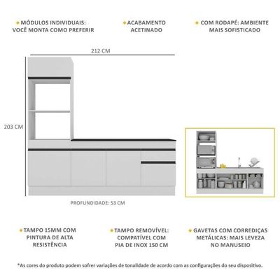 Armário De Cozinha Compacta Mp2113.964 Branco/preto