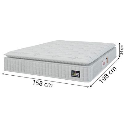 Cama Box Casal Queen Colchão Espuma D45 Lazio Pillow Top 158x198x62cm Branco Hellen