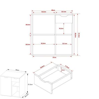 Gabinete Banheiro 60Cm Amêndoa/Branco