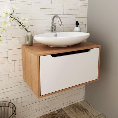 Gabinete Banheiro Suspenso 60cm 1 Porta Multimóveis Cr10123 Amêndoa-branco
