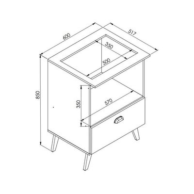 Balcão Retrô Para Forno E Cooktop Multimóveis Cr20094 Branco