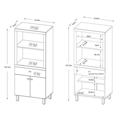 Armário Forno E Microondas 2 Portas 1 Gav Cr20005 Branco