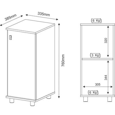 Balcão Multiuso Com 1 Porta Multimóveis Cr20006 Branco