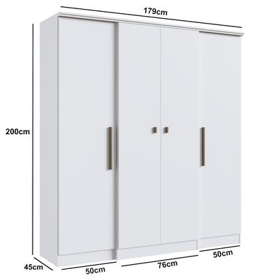 Guarda-roupa 4 Portas 2 Gavetas Multimóveis Branco Branco