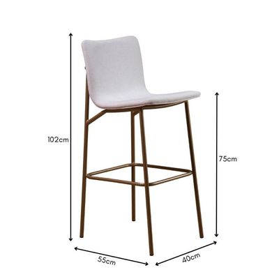 Banqueta Alta Estofada Para Cozinha Bar Multimóveis Cr20281 Off White/dourado Acetinado Off White/dourado Acetinado