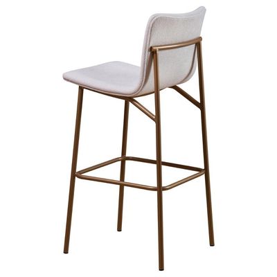 Banqueta Alta Estofada Para Cozinha Bar Multimóveis Cr20281 Off White/dourado Acetinado Off White/dourado Acetinado