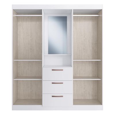 Guarda-Roupa Com Espelho 4 Portas 3 Gavetas Cr4151 Branco
