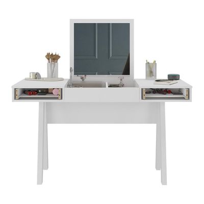 Penteadeira 131,5cm Com 2 Gavetas 1 Porta Basculante E Espelho Multimóveis CR35250 Branco