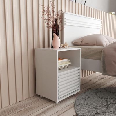 Mesa De Cabeceira 38,3cm Com 1 Gaveta Ripada Multimóveis Cr35246 Branco
