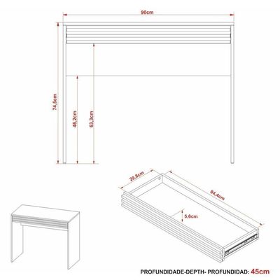Escrivaninha-mesa Escritório 90cm Com 1 Gaveta Multimóveis Cr25261 Amêndoa Amêndoa