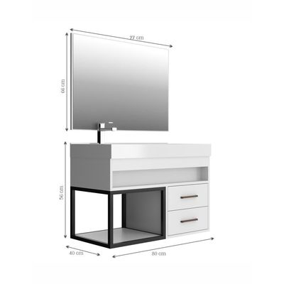 Gabinete Banheiro Cuba E Espelheira 80Cm MultimóveisVcr10071