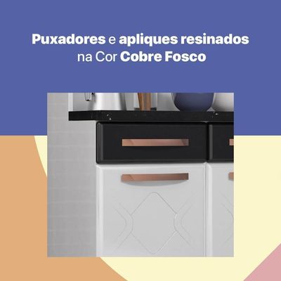 Armário De Cozinha De Aço Kit Triplo 120cm Branco preto