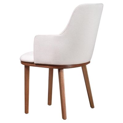Cadeira De Jantar Estofada Com Pés Madeira Multimóveis Cr50093 Off White Off White