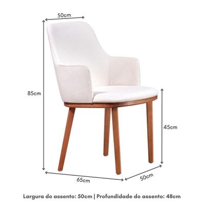 Cadeira De Jantar Estofada Com Pés Madeira Multimóveis Cr50093 Off White Off White