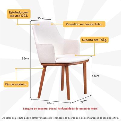 Cadeira De Jantar Estofada Com Pés Madeira Multimóveis Cr50093 Off White Off White