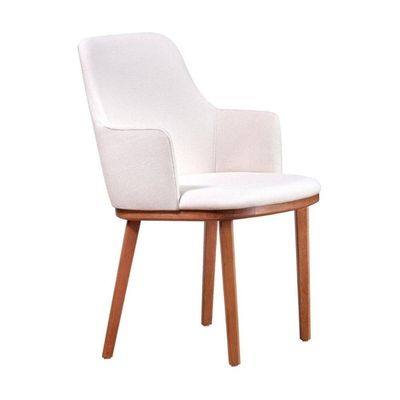 Cadeira De Jantar Estofada Com Pés Madeira Multimóveis Cr50093 Off White Off White