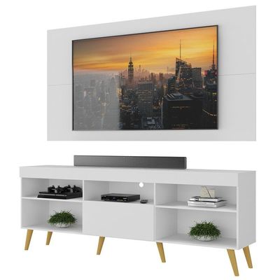 Rack + Painel Tv 65" Flórida Up Mp1043 Branco/natural