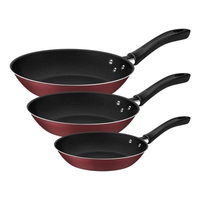 Jogo De Frigideiras Tramontina Caribe Antiaderente Starflon Max Vermelho 03 Peças