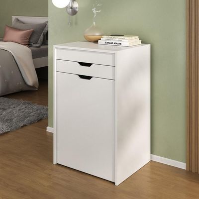 Penteadeira 54cm Com Espelho 1 Gaveta 1 Porta Basculante E Puff Multimóveis CR35251 Branco/preto