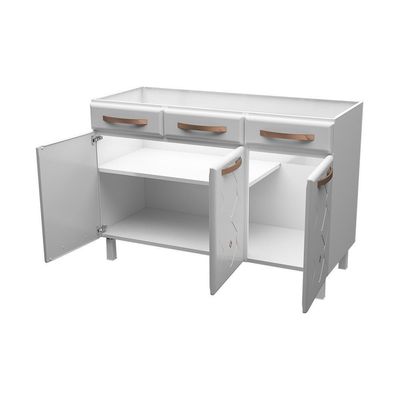 Balcão De Cozinha De Aço Triplo S/ Tampo P/ Pia 120cm Branco