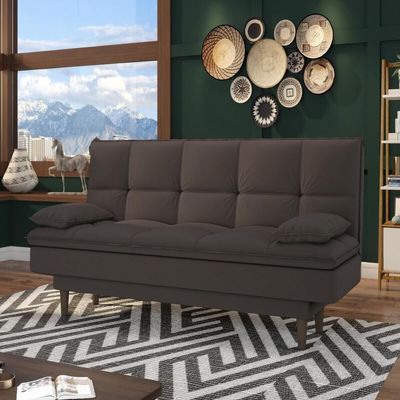 Sofá Cama Reclinável Com 2 Almofadas Inclusas Multimóveis Cr45238 Marrom Marrom