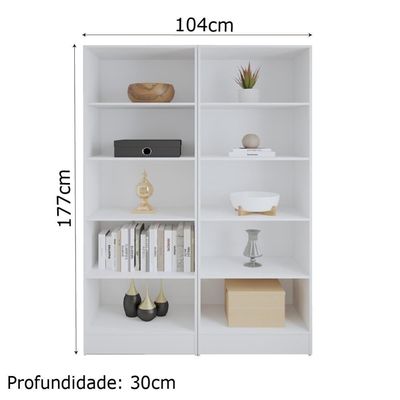Estante Livreiro Multiuso Mirage 8 Prateleiras 1,77m Branco Viero Branco