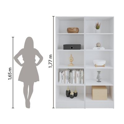 Estante Livreiro Multiuso Mirage 8 Prateleiras 1,77m Branco Viero Branco