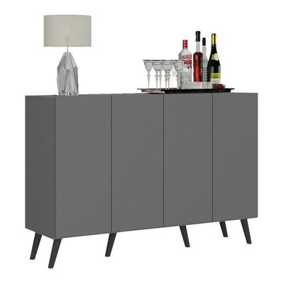 Aparador Buffet 4 Portas Vegas V3560 Rustic/Preto