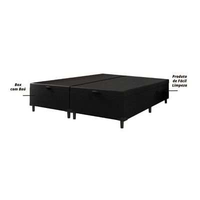 Cama Box  Baú Queen 1,58m  41cm Prince Preto Marrom