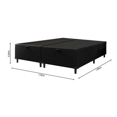 Cama Box  Baú Queen 1,58m  41cm Prince Preto Marrom