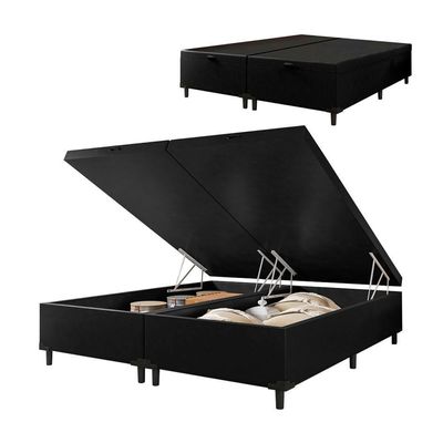 Cama Box  Baú Queen 1,58m  41cm Prince Preto Marrom