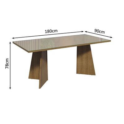 Mesa Jantar Retangular Tampo Vidro Rustic-crema