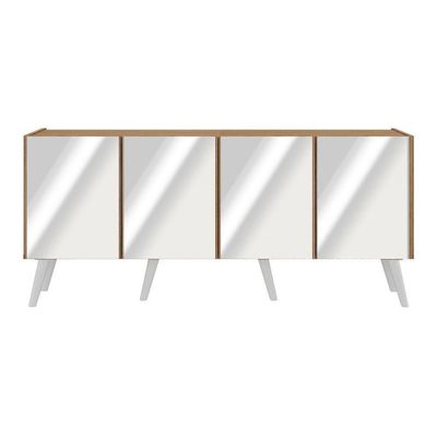 Rack Tv Até 50 Polegadas Retrô Com Espelhos Mp1082 Rustic branco