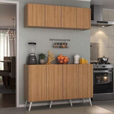 Kit Armário De Cozinha Aéreo E Balcão Multimóveis Mp2170 Rustic/branco