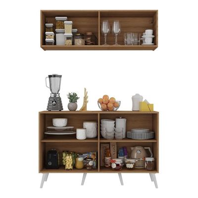Kit Armário De Cozinha Aéreo E Balcão Multimóveis Mp2170 Rustic/branco