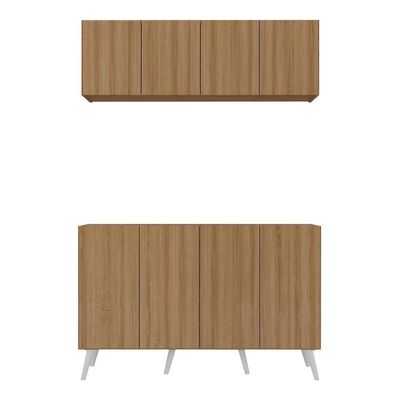 Kit Armário De Cozinha Aéreo E Balcão Multimóveis Mp2170 Rustic/branco