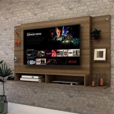 Painel Tv até 60" com Prateleiras de Vidro Braga Multimóveis